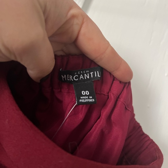 J Crew Mercantile NWT Burgundy Red Flounce Hem Mini Skirt Size 00 - Picture 2 of 5